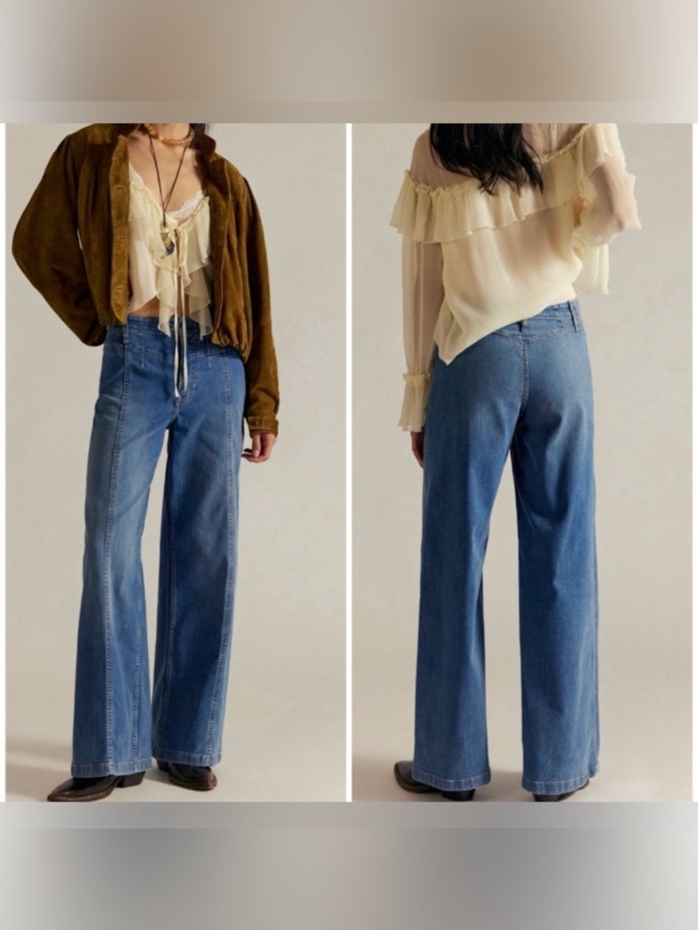 NWT Free People We The Free Libre Wide-Leg Jeans - blue goodie goodie - 32